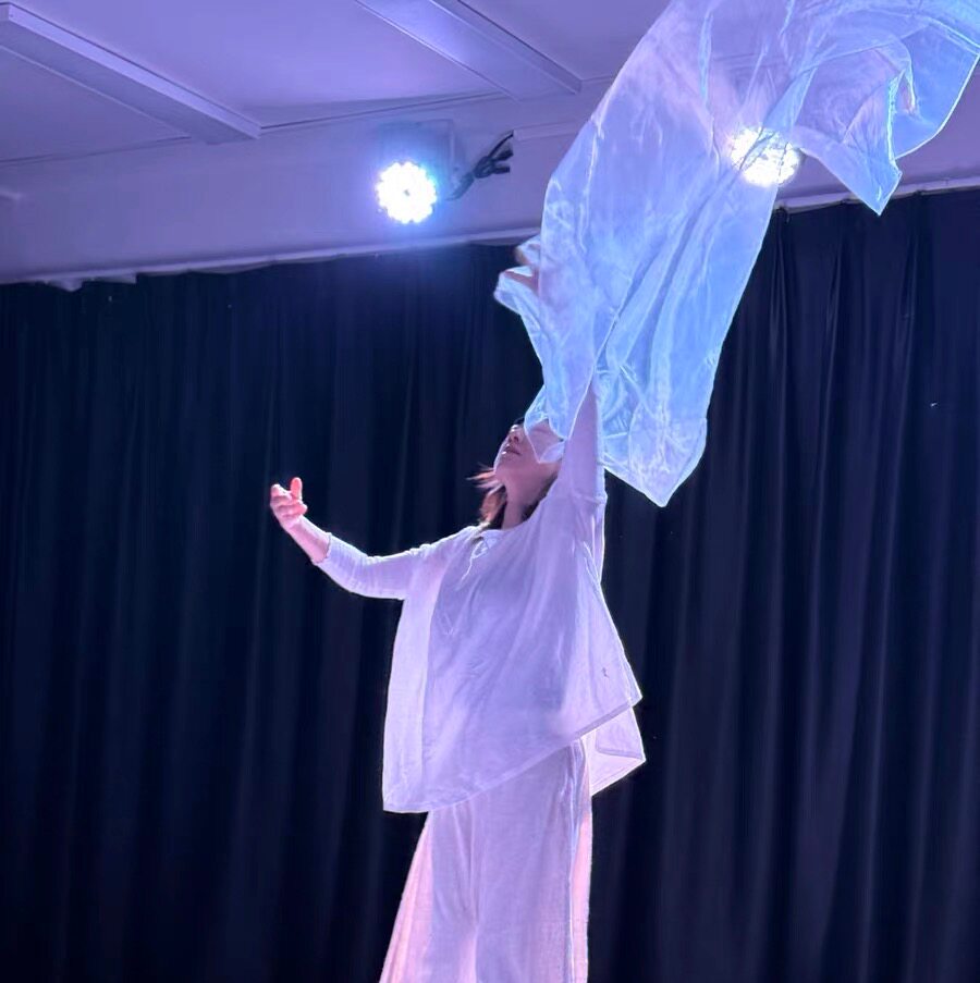 喆舞国风酒馆舞蹈白色纱巾艺考红色纱透明纱巾艺术体操飘纱可定制