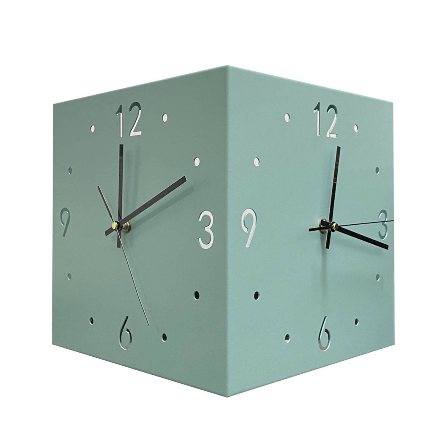 Double sided corner clock，Wall mounted clock，Creati Decora