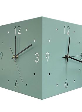 Double sided corner clock，Wall mounted clock，Creati Decora