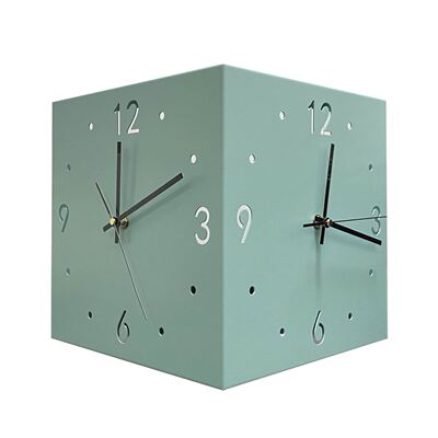Double sided corner clock，Wall mounted clock，Creati Decora