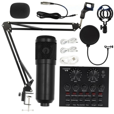 Bm800 condenser microphone + V8 sound card computer recordin