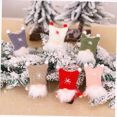 Christmas decorations woollen knitted fabric faceless doll