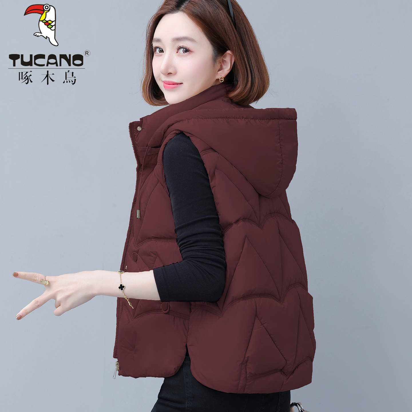 啄木鸟羽绒棉马甲女款秋冬季