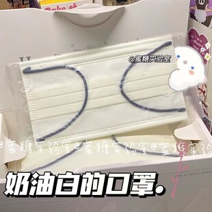 ins风三层防护新款大学生2024学生显脸小秋季小脸莫兰迪色口罩时