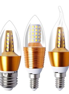 家用LED灯泡e14小螺口e27节能尖泡水晶吊灯玉米蜡烛灯泡吊灯光源