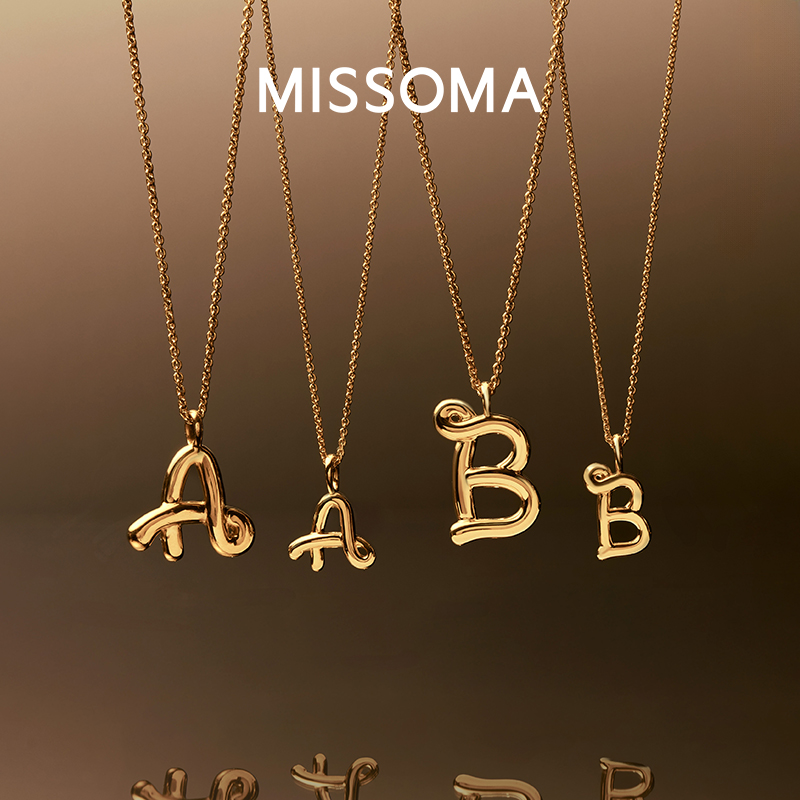 Missoma专属定制迷你熔岩字母吊坠项链镀18k金轻奢小众情人节礼物