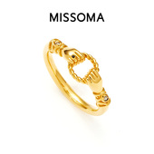 Missoma Harris Reed手拉手金色复古情侣戒指轻奢戒指执子之手