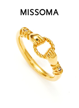 Missoma Harris Reed手拉手金色复古情侣戒指轻奢戒指执子之手