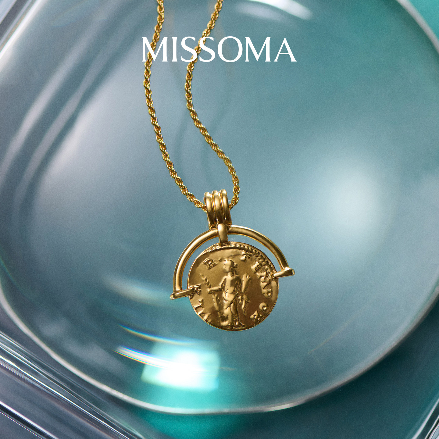 【张新成同款】Missoma金色罗马弧形硬币吊坠项链锁骨链生日礼物