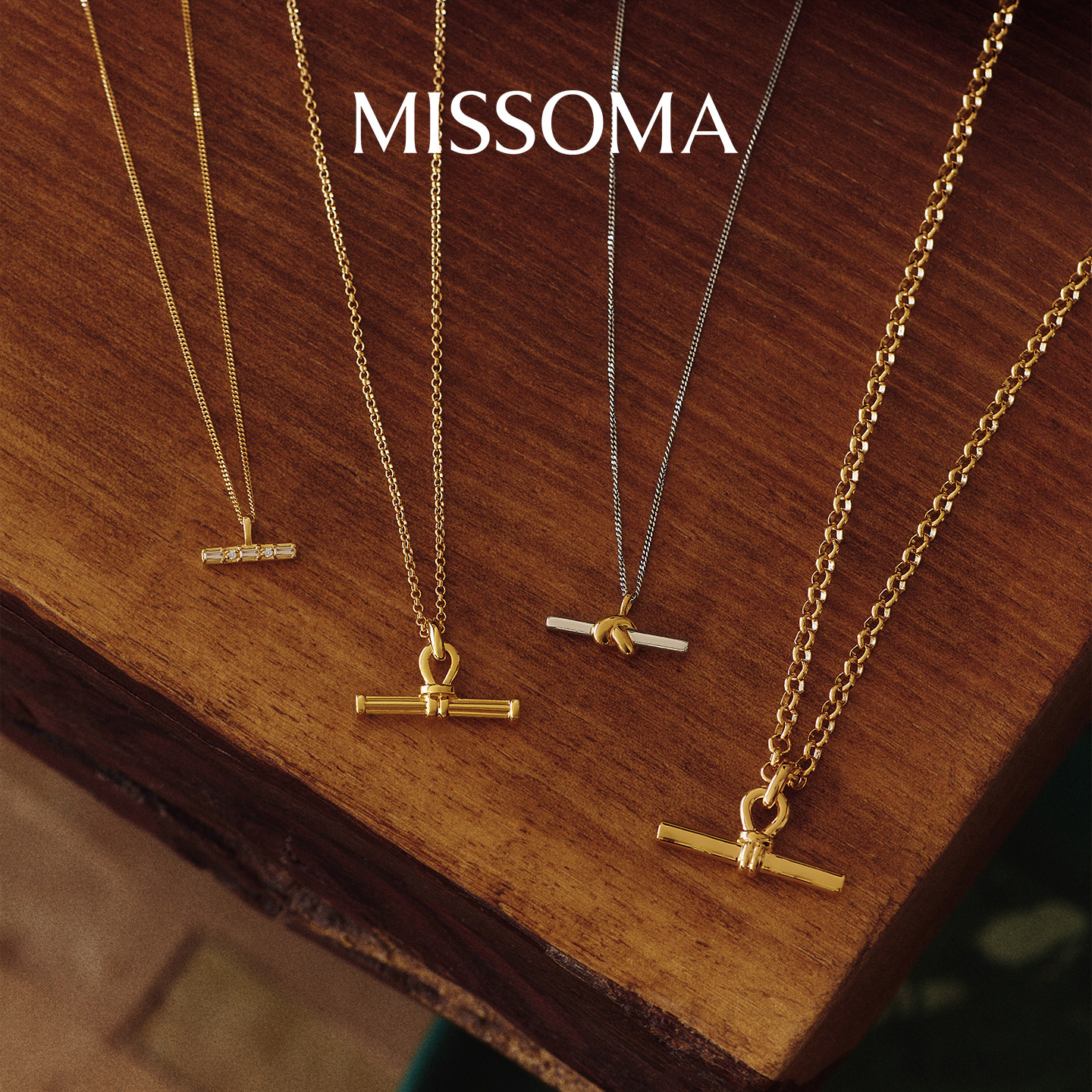 Missoma金银双生T型水平项链