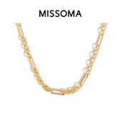 Missoma金色连环锁扣项链镀18k金高级感锁骨链 周也同款