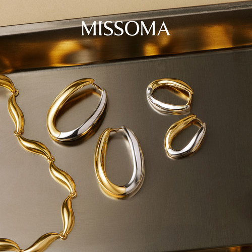 Missoma奚梦瑶同款金银双生耳环
