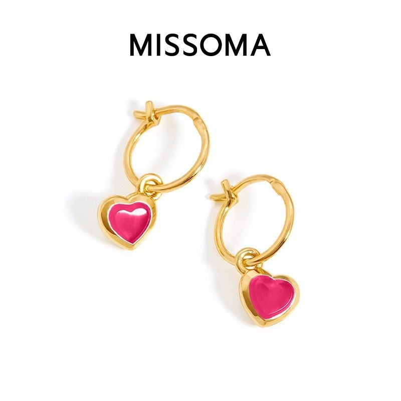 Missoma黑玛瑙爱心吊坠耳环