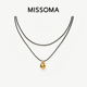 Missoma水波纹水滴吊坠黑绳项链小众轻奢长款 Savi 毛衣链礼物