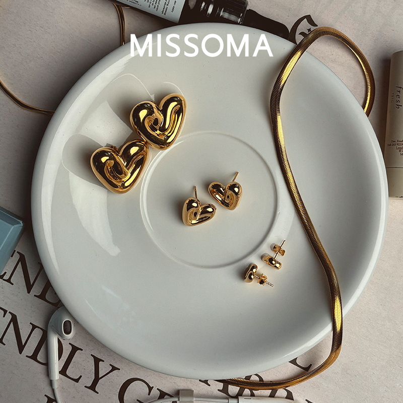 【卢昱晓同款】Missoma泡芙爱心迷你耳钉镀18k金轻奢小众耳环