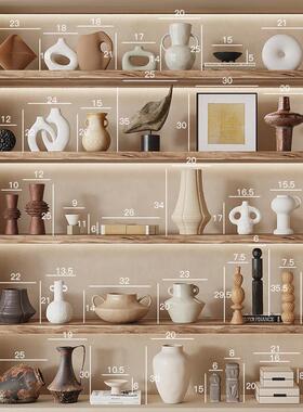 侘寂风复古陶瓷花瓶创意高档小众摆饰客厅酒柜家居中古装饰品摆件