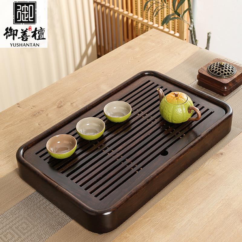 黑檀木小号茶盘家用客厅实木排储两用干泡茶台功夫茶具花梨木托盘
