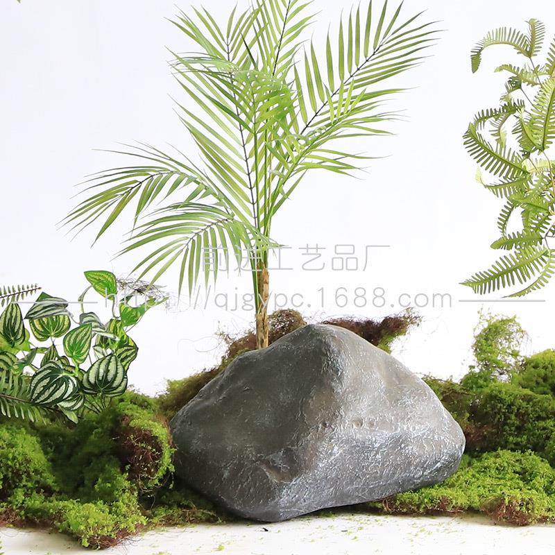 仿真石头摆件灰色假石头装饰户外园林造景装饰玻璃钢景观石