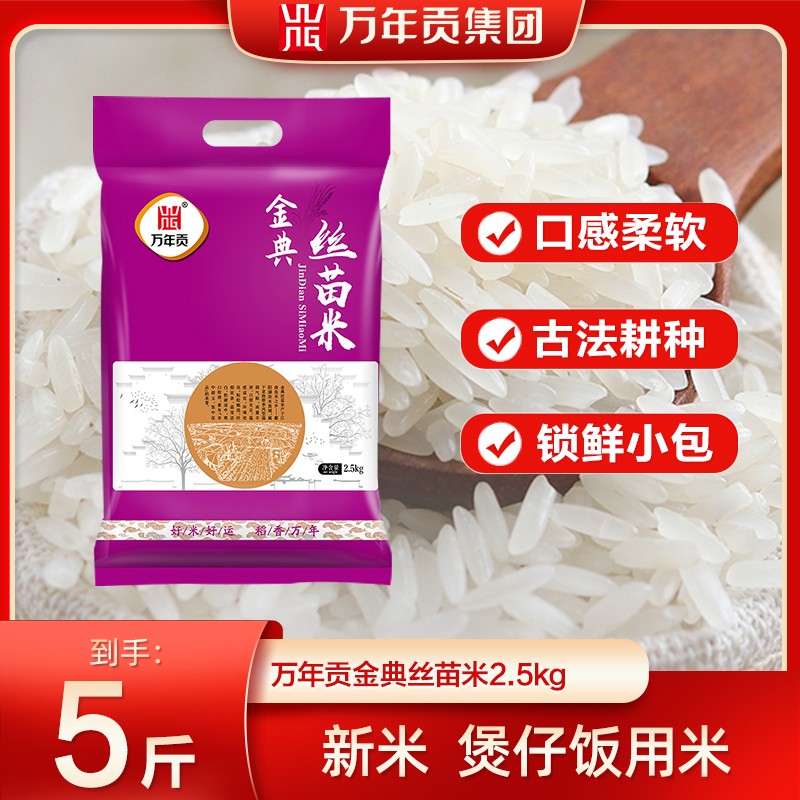 万年贡金典丝苗米5斤装煲仔饭大米新米一级优质10斤装南方煮粥米