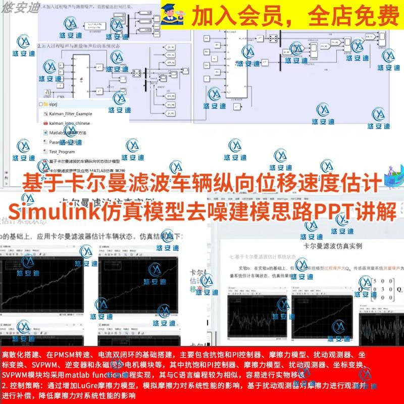基于卡尔曼滤波车辆纵向位移速度估计KF/Simulink仿真去噪估计