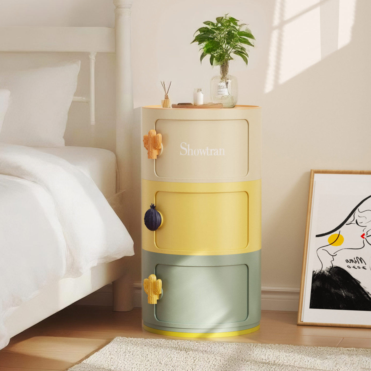 绣川彩虹圆柜儿童多层收纳柜卧室玩具整理箱圆形储物收纳箱床头柜,收纳整理,收纳柜,淘宝优惠券,粉丝福利购,淘宝优惠卷