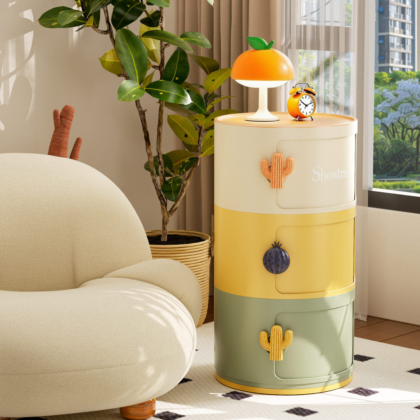 绣川彩虹圆柜多层推拉收纳柜宝宝玩具整理箱卧室塑料储物柜床头柜,收纳整理,收纳柜,淘宝优惠券,粉丝福利购,淘宝优惠卷