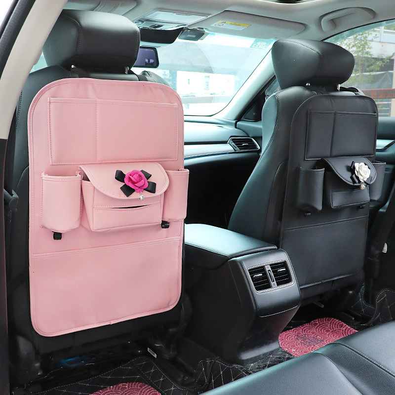汽车座椅背防踢垫置物袋后排收纳挂袋车载后座车内靠背防护垫女款