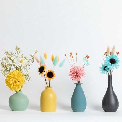 创意陶瓷小花瓶北欧风插花干花客厅桌子电视柜餐桌家居装饰品摆。