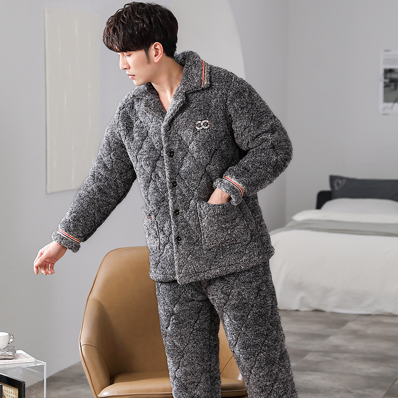 宅格格冬季新款三层夹棉睡衣