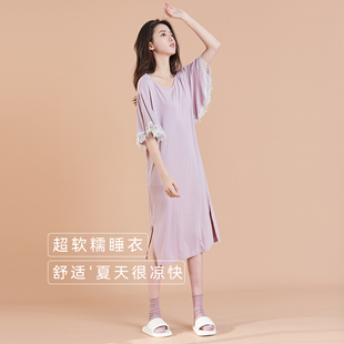 带胸垫睡裙宽松大码 莫代尔短袖 高级感家居服 2025新款 睡衣女春夏季