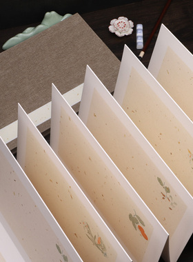 邵农花笺宣纸册页本空白蜡染半生熟加厚卡纸作品 6折12页 国展投稿折页毛笔书法精选洒金小楷隶书篆书 风琴本