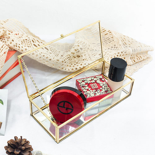 女士简约玻璃首饰盒化妆品收纳盒欧式珠宝收纳盒梳妆台婚礼伴手礼