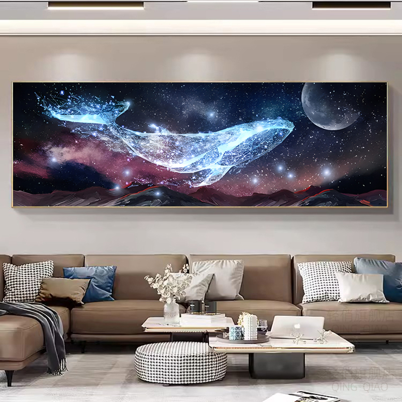 钻石绣新款轻奢鲸鱼点钻石满钻十字绣2024客厅卧室钻石画5d自己贴