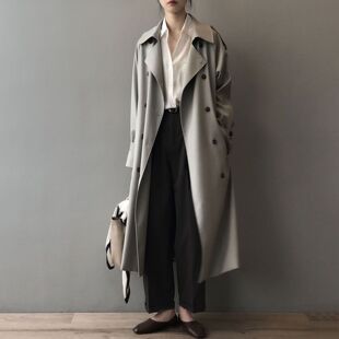 风衣女中长款春秋薄款英伦风百搭垂感收腰小个子法式休闲外套大衣