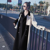 宽松拼色大衣外套潮 英伦风气质流行韩版 风衣女2025秋冬新款 中长款