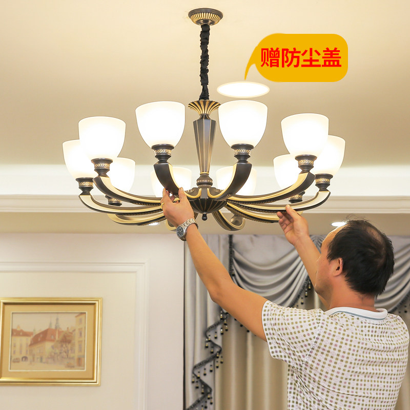 美式吊灯客厅全铜吊灯餐厅创意个性饭厅吊灯现代简欧全铜灯具灯饰