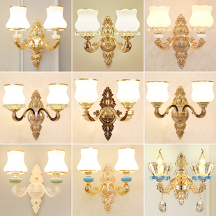 新款 客厅电视背景墙壁灯卧室水晶壁灯过道壁灯房间床头壁灯具 欧式