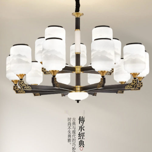 新中式全铜吊灯2023新款灯简约大气卧室灯客厅灯餐桌灯禅意灯具