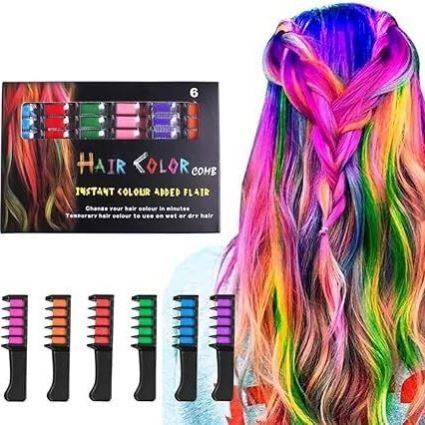 染发棒 6色一次性炫彩美发梳粉笔染发棒多色Dye hair