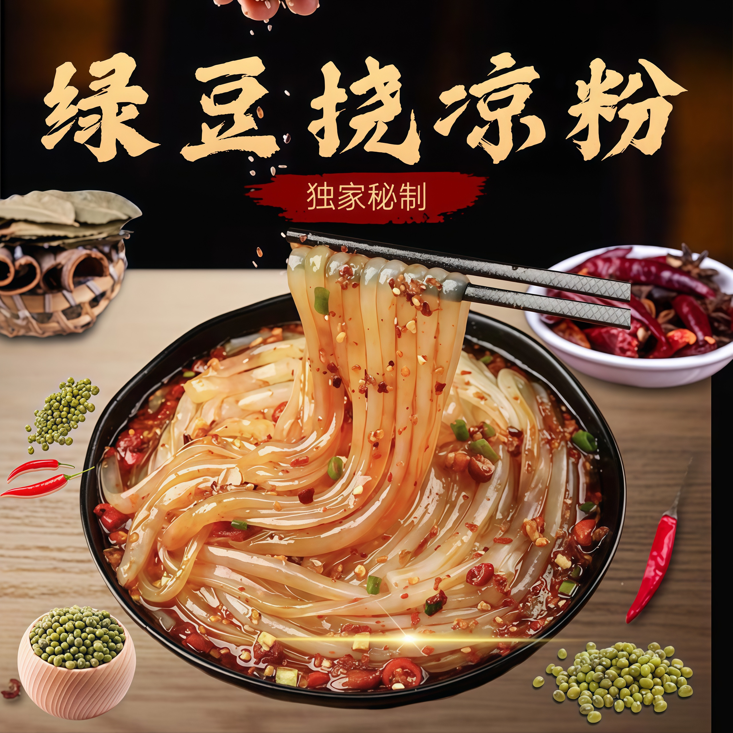 手工绿豆挠凉粉健康美味低脂小吃