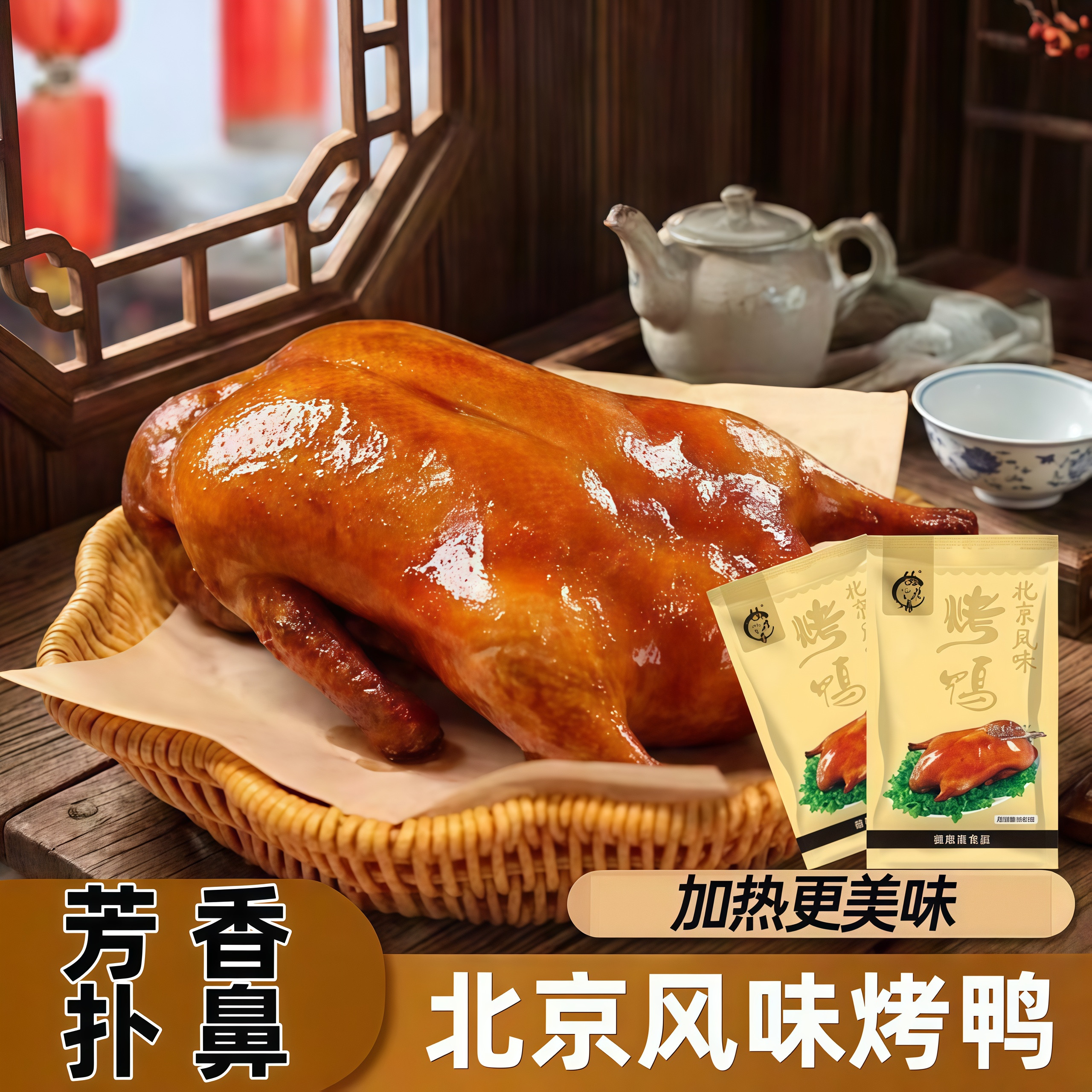 北京风味烤鸭鸭肉熟食600g袋装