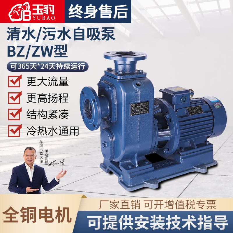 bz自吸泵污水泵380V三相防堵塞排污泵大流量增压卧式管道泵