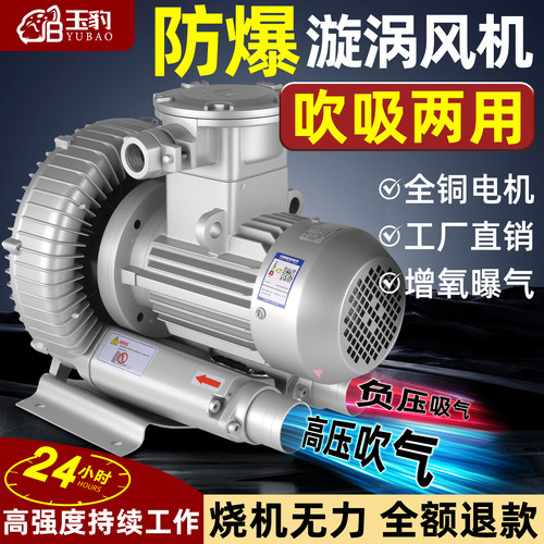 防爆漩涡风机增氧罗茨涡轮380V大功率强力吸工业鼓风机旋涡式气泵