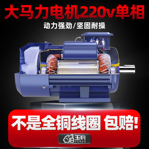 单相电机220V纯铜线小型两相0.75/1.1/1.5/2.2/3KW高速异步电动机