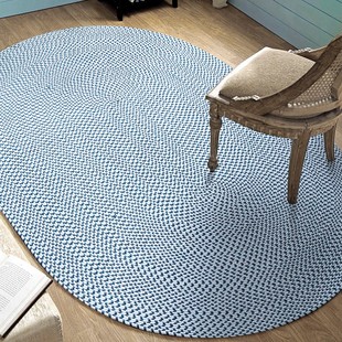 北欧简约地毯客厅家用手工编织卧室床边毯书房现代轻奢风圆形地垫