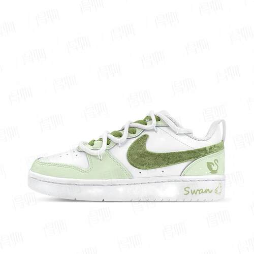 【定制球鞋】Nike Court Borough 天鹅绒绿白 BQ5448-100