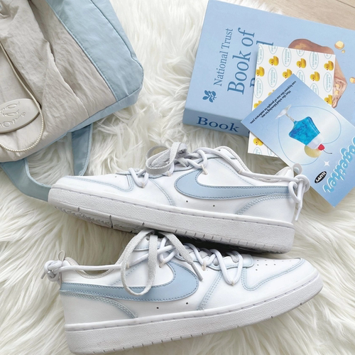 【定制球鞋】Nike Court Borough 雾蓝清晨 BQ5448-100