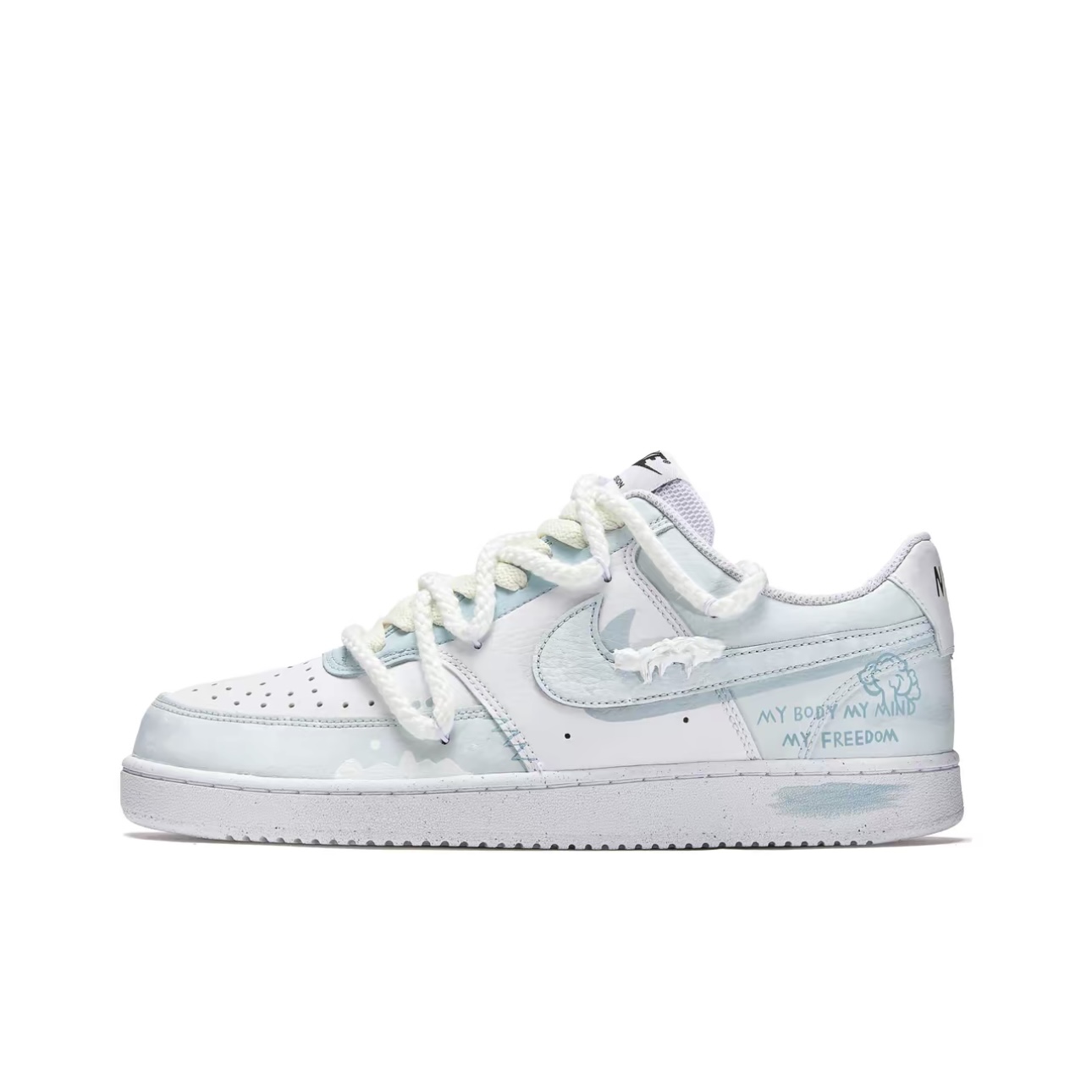 【定制球鞋】Nike Court Borough Low 2 井天碧烟 蓝白BQ5448-100