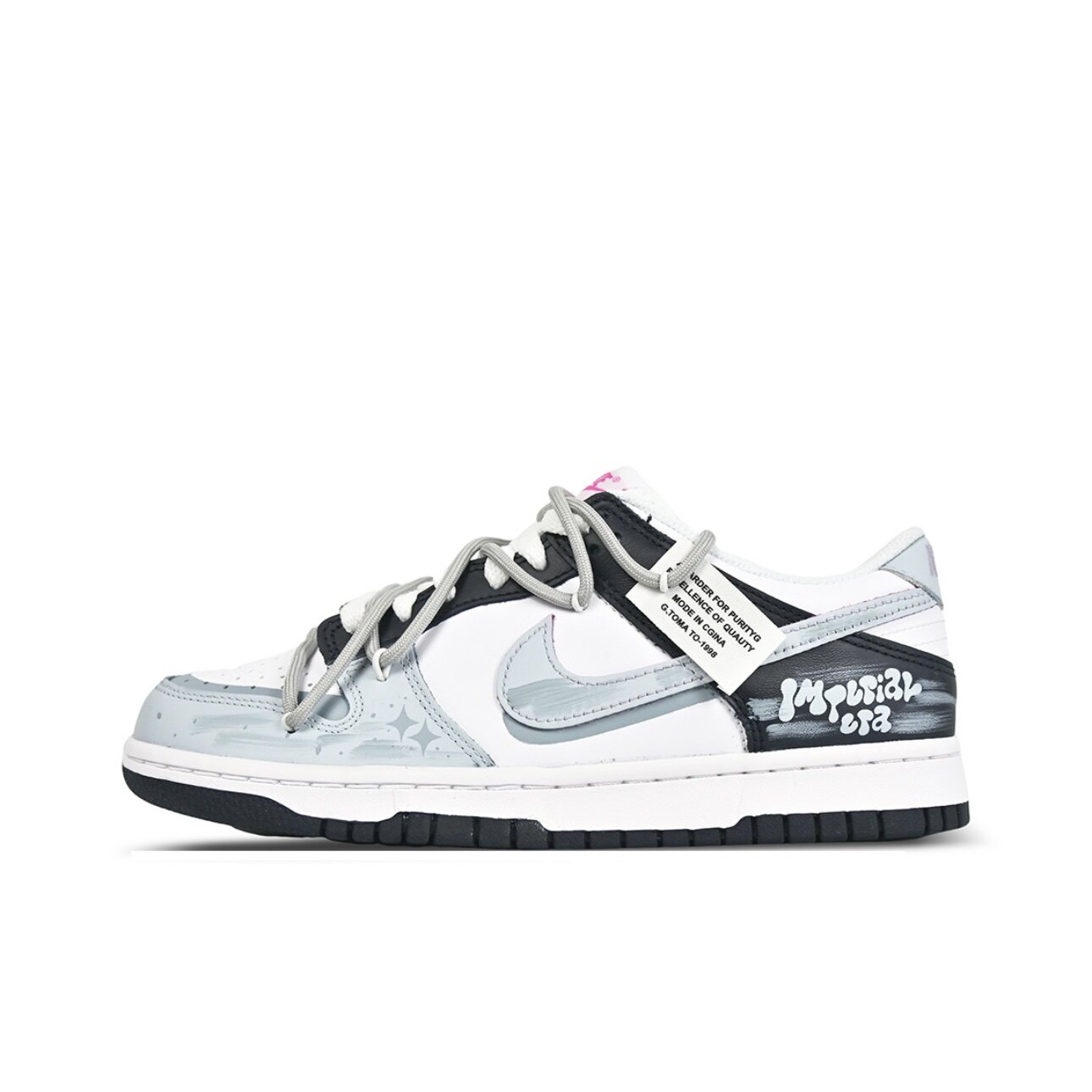 【定制球鞋】Nike Dunk 黑灰蓝 潮流复古 涂鸦 浅蓝色 FB9109-401