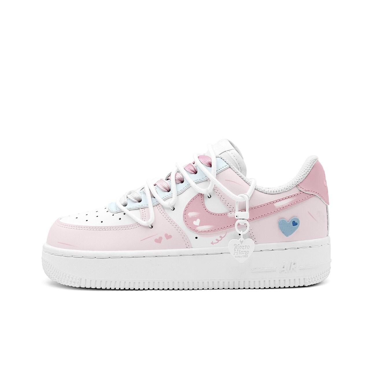 【定制球鞋】Nike Air Force 1反转鸳鸯甜心 粉蓝爱心 DH2920-111